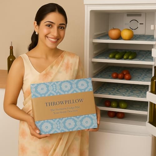 Image of WWW.THROWPILLOW.IN 450+ L Double Door Fridge Main Glass Tray Mats Set of 3 High GSM Non-Plastic Frosted Florals Fabric Liners for Refrigerator Trays | Scratch-Resistant, Machine Washable, Durable