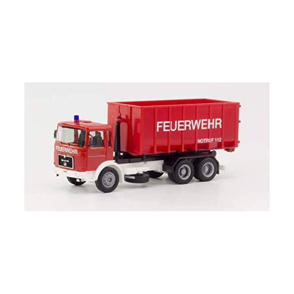 Herpa 310963 H0 MAN F8 Abrollcontainer-LKW Feuerwehr – Bild 5