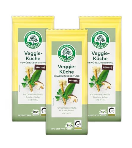 LEBENSBAUM 3 x Veggie Küche, Bio Gewürzzubereitung für Gemüseauflauf, Quiches, Soßen, 3 x 40 g