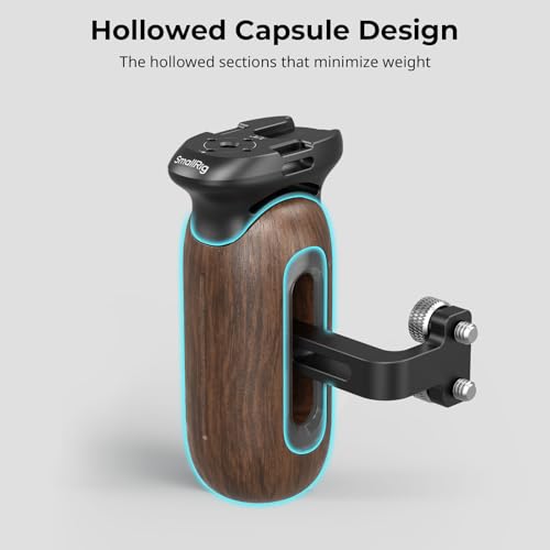 Image of SmallRig Wooden Side Handle for Camera Cages with 1 /4 inch-20 Threaded Holes, Left or Right Side Ergonomic Handgrip, 28mm / 1.1in Vertical Adjustment, 15kg / 33.1lb Load Capacity