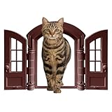 Cat Door - Escape Proof Entry | French Style Cat Door for Small to Medium Breeds, Pet Entry with Secure Lock, Easy Install for Bedroom, Garage, Interior, Outdoor Wall, Doorway, Patio, House