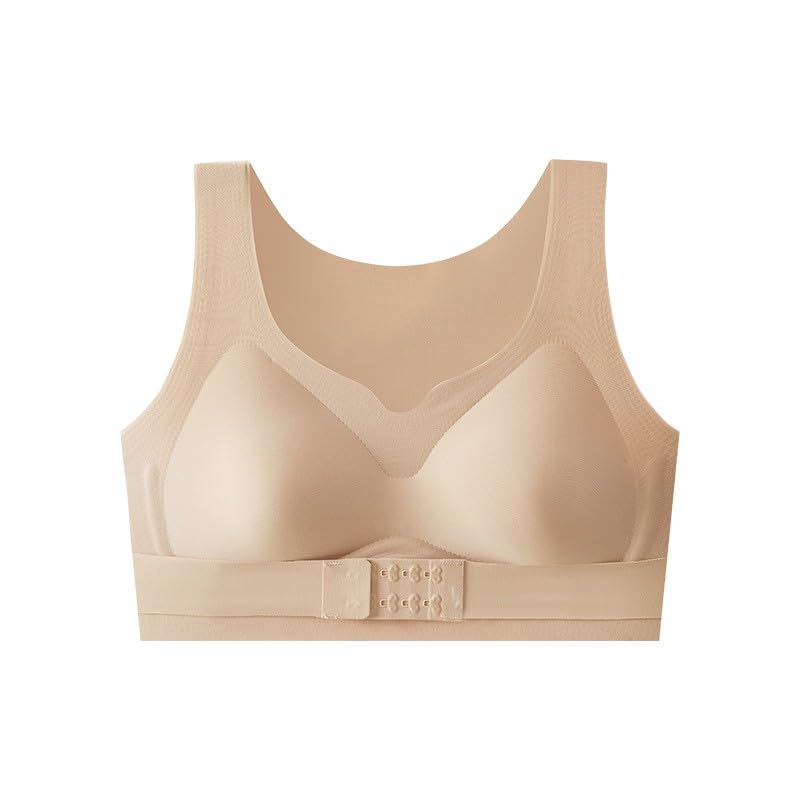 GAHIEDIM Posture Support Bra Wireless Wide-Strap Bra,Seamless Back-Smoothing Full Coverage,Soft Stretch Fabric Beige Large - image 3