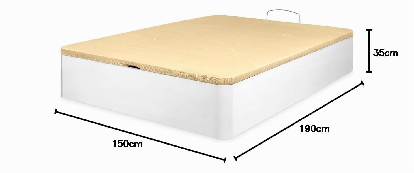 mattfy - Canapé Abatible Extra Reforzado Gran Capacidad con Tapa Transpirable, Esquinas Redondeadas, 150 x 190, Blanco