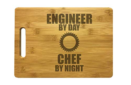 Engineer Gift Engraved Cutting Board - Engineer By Day Chef By Night - Bamboo - Chef Gift, Cooking Gift