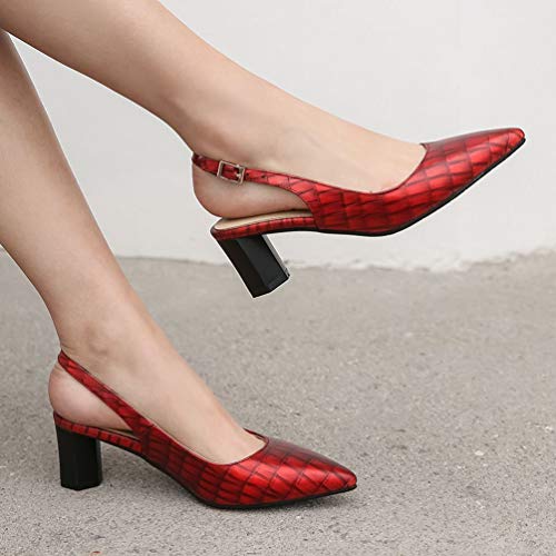 Caradise Womens Pointed Toe Slingback Block Heel Pump Office Dress Shoes3