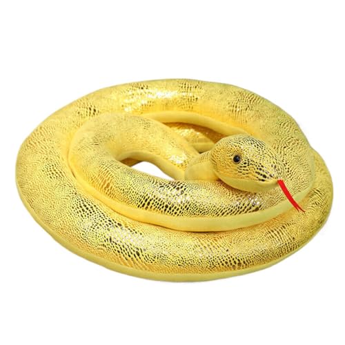 ぬいぐるみ ニシキヘビ 抱き枕 蛇 動物 ベッドルーム やわらかい かわいい クッション 寝かしつけ もこもこ 大きい 誕生日 160cm プレゼント 可愛い 添い寝 縫い包み イエロー 子供の日 七五三 睡眠枕 子供向け 肌触り良い