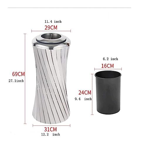ZFLHIOR Haushaltsgegenstände Mülleimer Edelstahl-Mülleimer für den Außenbereich Zylindrischer Abfalleimer mit Kleiner Taille 1,5 Gallonen Fassungsvermögen Abnehmbarer Mülleimer mit oberer Abdeckung – Bild 3