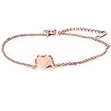 VNOX Stainless Steel Heart Anklets Bracelet Foot Chain Jewelry,Rose Gold Plated,Nickel Free 8.7