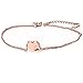 VNOX Stainless Steel Heart Anklets Bracelet Foot Chain Jewelry,Rose Gold Plated,Nickel Free 8.7"