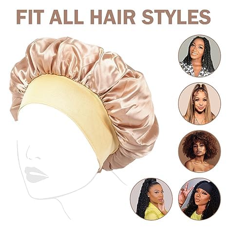 SIGANDG 2 pezzi Cuffia Seta Capelli Ricci, Cuffia