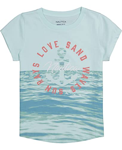 Nautica Girls' Short Sleeve Legacy T-Shirt with Fun Graphic Design, Cotton Tee with Tagless Interior
