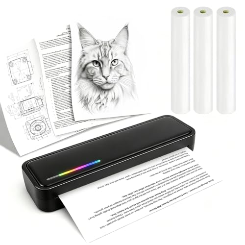 Image of X9 Portable Thermal Printer, Inkless Wireless Printer with 3PCS Roll Paper- 200DPI Clarity - Supports A4 /Roll /Label /Tattoo Paper
