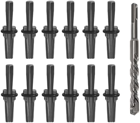 IVWNNN 12 Pack 5/8" Wedge and Feather Shims Set Concrete Rock Stone Splitter Hand Tools for Stone, Concrete, Marble, Granite Rock Splitting Wedges