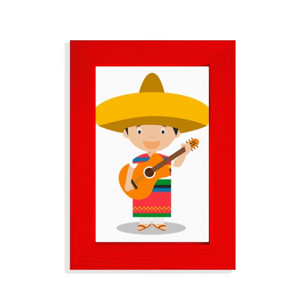 Cadre photo chapeau guitare mexicaine rouge cadre photo original décoration murale musique