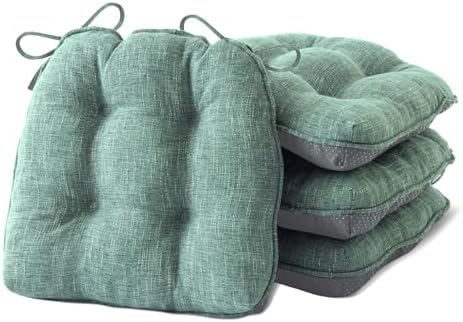 Chair Cushions for Dining Chairs Set of 4, Kitchen Chair Cushions, Chair Pads with Ties Non Slip Backing, Christmas Room Decor, Tufted Memory Foam Seat Cushion 4 Pack, 15.5x15.5x4, Sage Green - Thumbnail 5