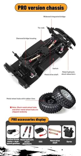 Image of Jet RoyC8801-PRO Off Road 1 /18 RC Truck 4x4 Off Road Crawler Climbing Vehicle All Terrain RC Monster Truck Remote Control Car with Bright Headlight 2 Batteries Waterproof Hobby Toy (C8801 PRO)
