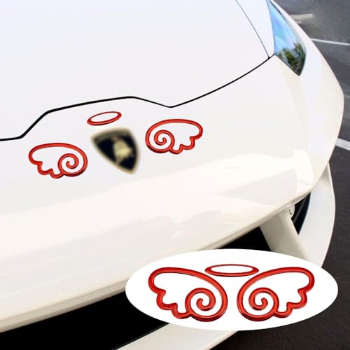 Image of 4 Pcs 3D PVC Angel Wings Car Decals, Self-Adhesive Angel Wing Car Sticker for Car Decoration Car Window (Red)