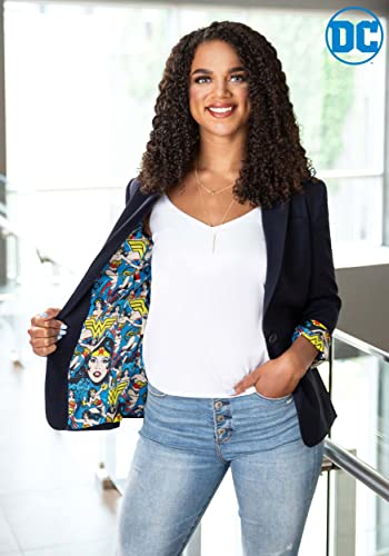 DC Comics Adult Wonder Woman Blazer | Black Suit Coat Officially Licensed All Over Print Lining2