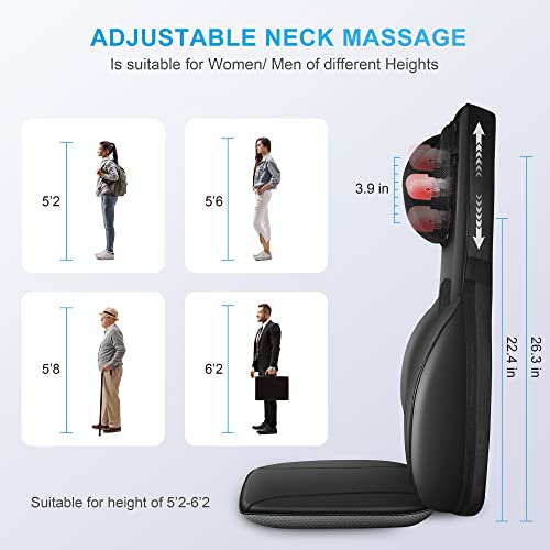 COMFIER Shiatsu Back Massager with Heat, Deep Kneading & Rolling Massage Chair Pad, Chair Massager for Office Home Use, Gift for Dad Mom