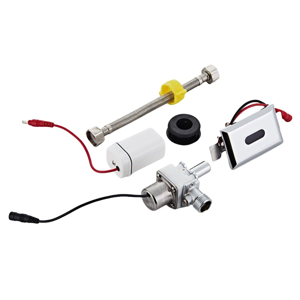 Automatisches Infrarot-Urinal-Spülventil, intelligenter Sensor, WC-Spüler mit Dual-Modus für Wassereinsparung, einstellbarer Sensor für Reichweite 30–100 cm, DC 6 V betriebenes Badezimmer-WC