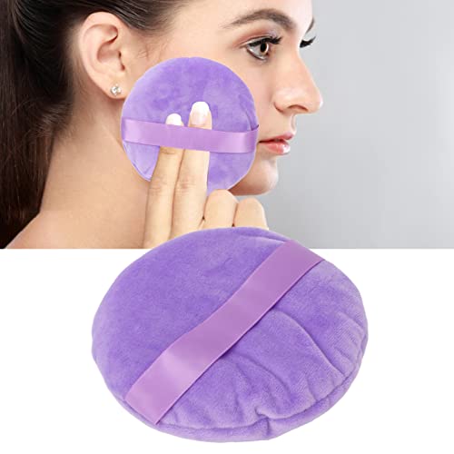 Makeup Puff Pad Powder Puff Wet Dry Washable Soft Swan Down Ultra Large Round Loose Powder Puff for Makeup Round Powder Blenders Sponges (Purple) - Image 3