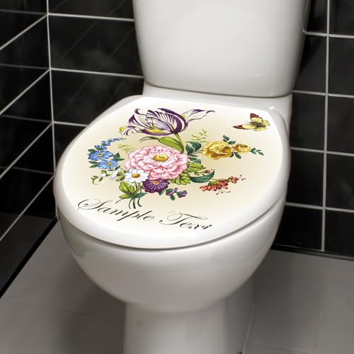 Sticker decorativo de tapa de inodoro Butterfly Flowers miniatura 3