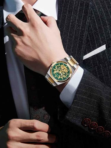 Image of Daniel Hechter Paris Austerlitz Collection Skeleton Style Analog Watch for Men with Luminous Hands and Stainless Steel Strap - Mechanical-Inspired.