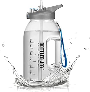 Micacorn Water Bottle with Straw & Flip Cap, BOTTLED JOY 2.5 L Gym Water Bottle with Time Marker, Leak Proof Sports Drinking Bottle BPA Free, Sturdy Handle Easy to Carry for Sports Office Outdoor