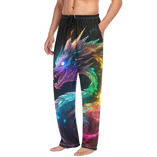 Men's Color Flame Dragon Pajama Pants with Pocket S 202a05704