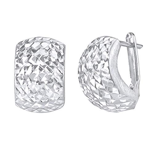 Preisvergleich Produktbild Damen Ohrringe aus 925 Sterling Silber Halbcreolen mit glitzerndem Schliff