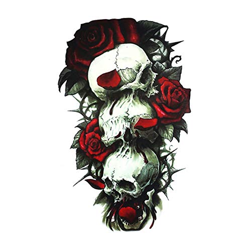 Temporary Tattoos Skull And Rose Big Fake Body Arm Chest Shoulder Tattoos For Men Women Boy Girls #TOP4