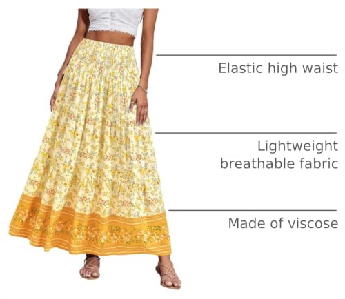 Image of CFLONGE Summer Maxi Skirts for Women 2026 Trendy Floral A Line Boho Skirt