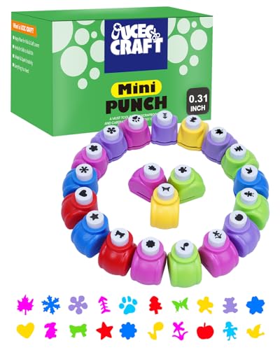 UCEC 20PCS Mini Hole Punch Shapes, Star Heart Paper Punches for Crafting