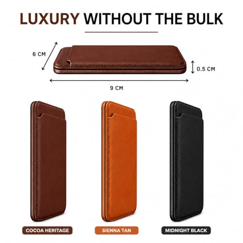 Image of MagSafe Compatible Wallet for iPhone | Strong Magnetic Card Holder | Slim Leather Wallet | Holds 2-3 Cards | Best for iPhone 17 /16 /15 /14 /13 /12