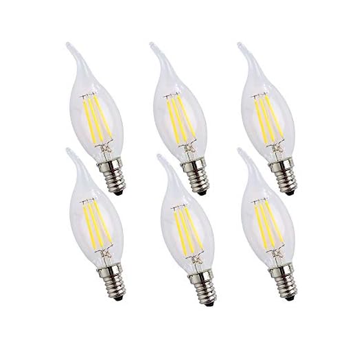 Ampoule LED Filament 4W, Forme Flamme, Ampoule E14 Petite vis Edison, Equivalent 40W, Blanc Froid 6500K/400 Lumens,AC 220-240V, Non Dimmable, Lot de 6