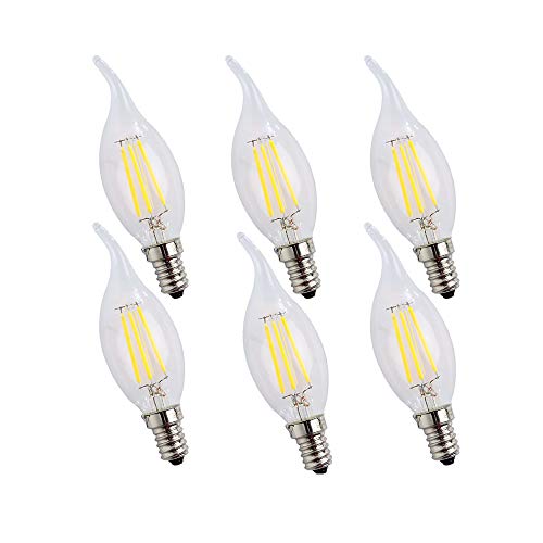 ENGEYA Ampoule LED Filament 4W, Forme Flamme, Ampoule E14 Petite Vis Edison, Equivalent 40W, Blanc Froid 6000K/400 Lumens,AC 220-240V, Non Dimmable, Lot de 6