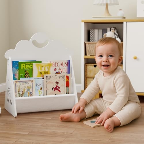 Giklux Kinder Bücherregal Holz,Montessori Bücherregal Kinder, Bücherkiste Kinder für Leseecke, Babyzimmer, Kinderbücherregal, cameretta per neonati, Klassenzimmer Kinderzimmer Bücherregale Weiß