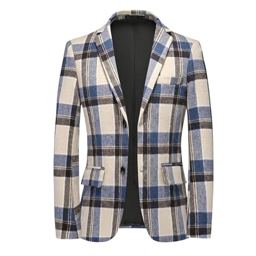 Men's Casual Slim Fit Banquet Plaid Blazer
