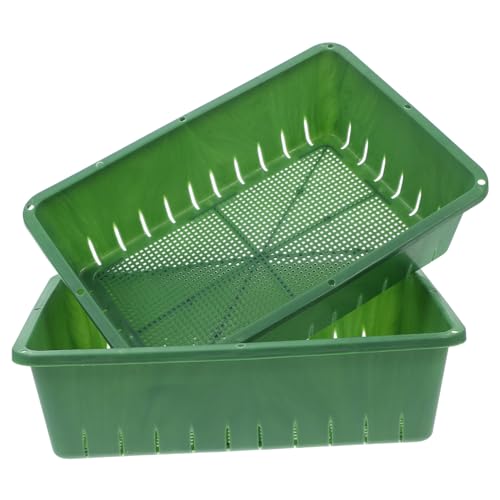 Happyyami Anzuchtschalen 2 Stück Kunststoff Pflanzzubehör Für Sämlinge Und Kleine Sukkulenten Stapelbar Mit Drainage 26x18x7cm Grün Garten Und Gewächshaus