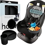 Hoovy Silicone Cup Holder Tray for Car Seat, Booster Seat, Stroller - Carseat Snack Trays for Kids Travel - Cup Holders Food Tray - Midnight 1 Pack