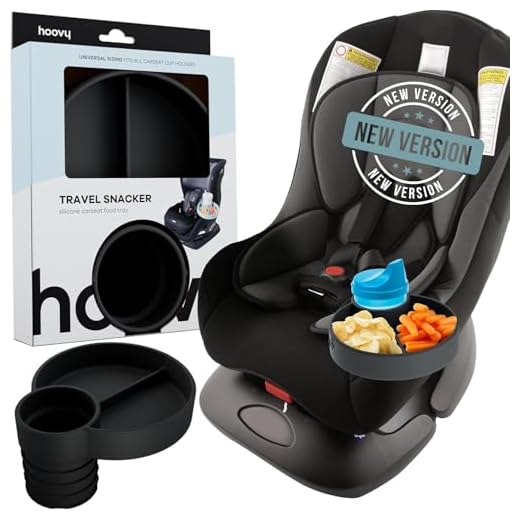 Silicone Cup Holder Tray for Car Seat, Booster Seat, Stroller - Carseat Cup Holder Snack Tray - Car Seat Tray for Kids Travel - Cup Holder Food Tray - Toddler Car Seat Accessories - Midnight 1 Pack