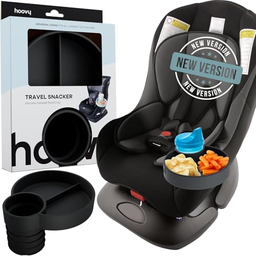 Image of Hoovy Silicone Cup Holder Tray for Car Seat, Booster Seat, Stroller - Carseat Snack Trays for Kids Travel - Cup Holders Food Tray - Midnight 1 Pack