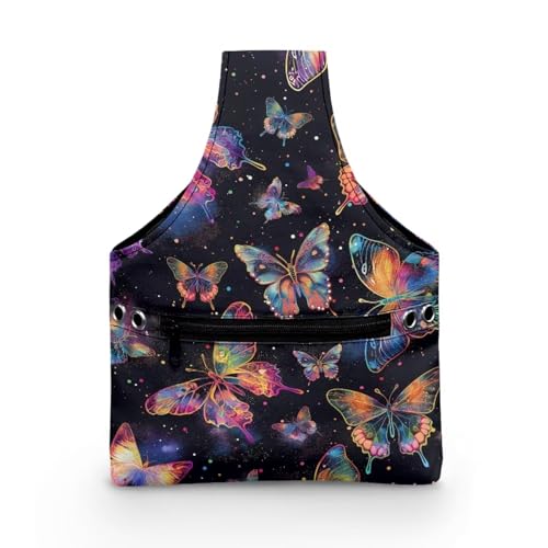 Image of KUIFORTI Butterfly Yarn Bag Knitting Crochet Tote Bag Portable Yarn Storage Bag Organizer, Travel Knitting Wrist Bag, Yarn Tote Bags for Crocheting, Holding Yarn, Knitting Needles Small Size