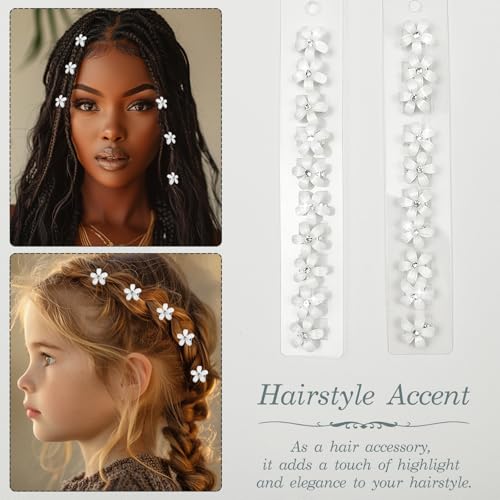Mini pinzas para cabello con piedras y flores blancas, pack 20 miniatura 5