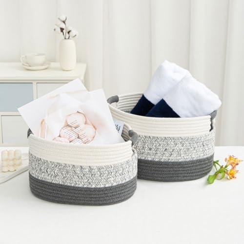 Panier coton tressé polyvalent rigide pour dressing et étagère moderne - 6