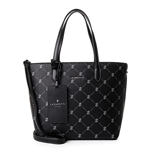 Lazarotti Palermo Serie mittelgroße Shopper Tasche Damen - Schultertasche Umhängetasche elegant und klassisch (black) Cover