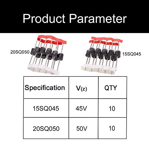 Mxuteuk 20Pcs (10Pcs 15Sq045 + 10Pcs 20Sq050) Schottky Diode 15 A 45 V /20A 50V Electronic Silicon Diodes M-019 #TOP3