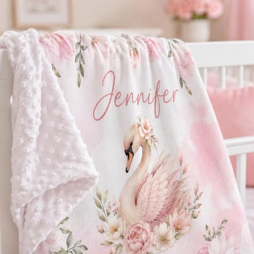 Image of Personalized Baby Blanket for Girls, Custom Nursery Blanket with Name, 30 x 40 Inch Soft Minky Blanket for Baby Toddlers, Newborn Print 08