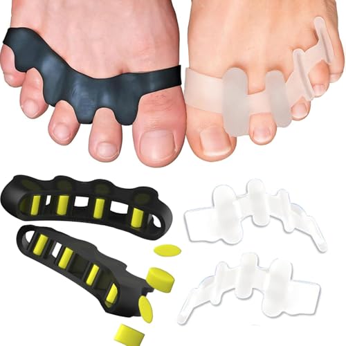 Image of Bunion Corrector Silicone Toe Separators For Fast Pain Relief - Orthopedic Bunion Spacers Spreader Free Size (Black +New AFT)