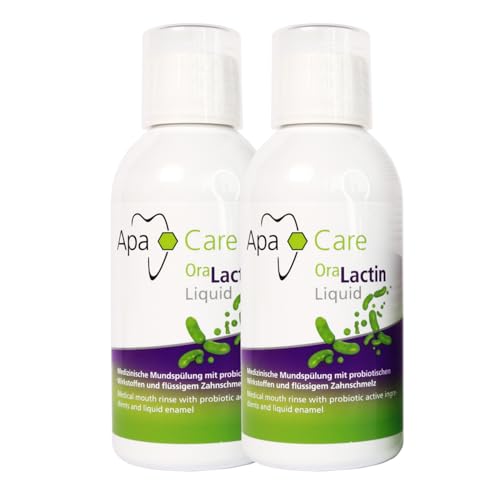 ApaCare OraLactin Liquid - 2x200 ml medizinische, alkoholfreie Mundspülung mit Hydroxylapatit (flüssigem Zahnschmelz) & Präbiotika, hilft gegen Mundgeruch, schützt vor Karies und Parodontitis
